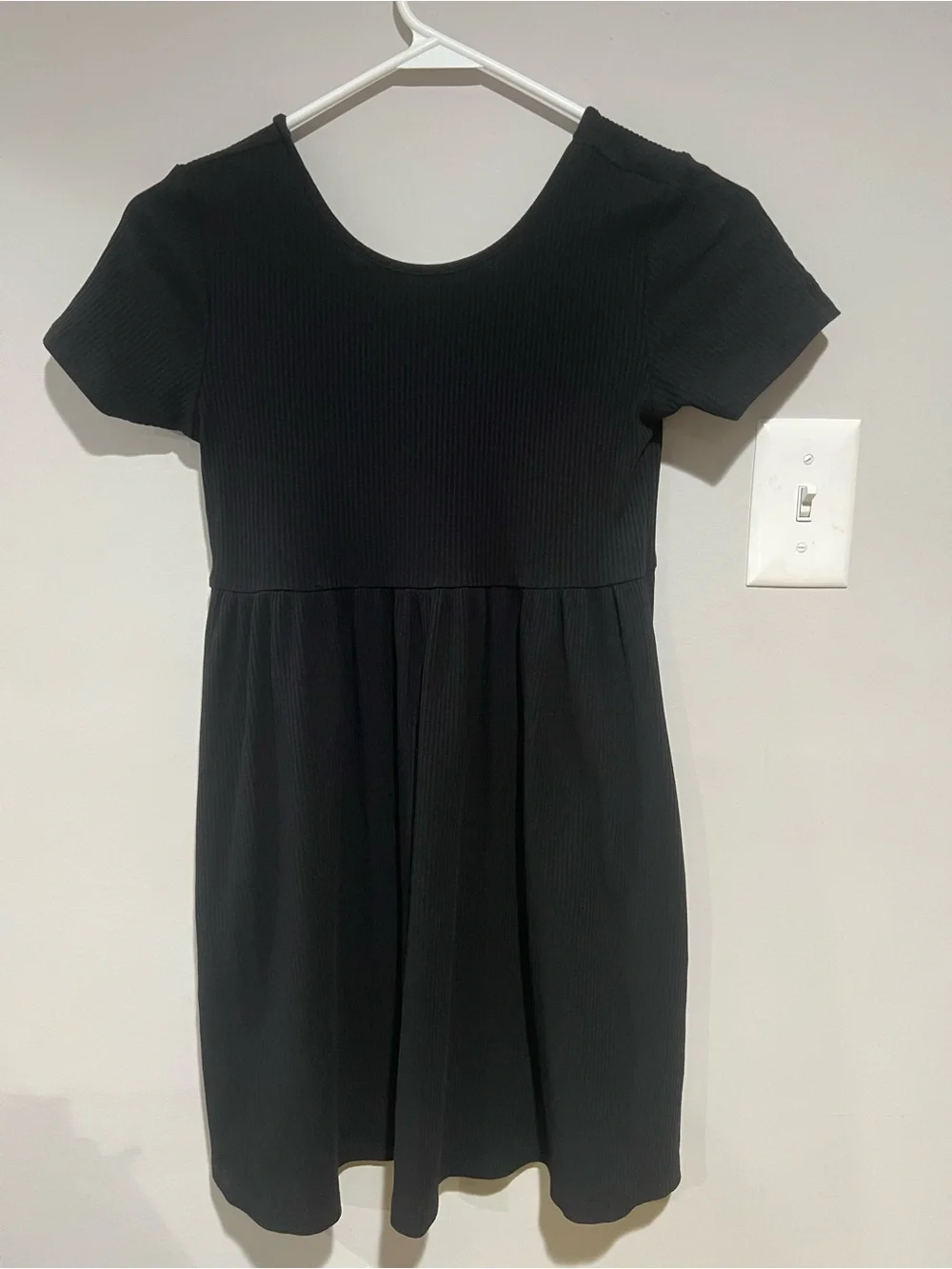 Old navy Black Short-Sleeve Fit & Flare girls Dress, Size: L (10-12)